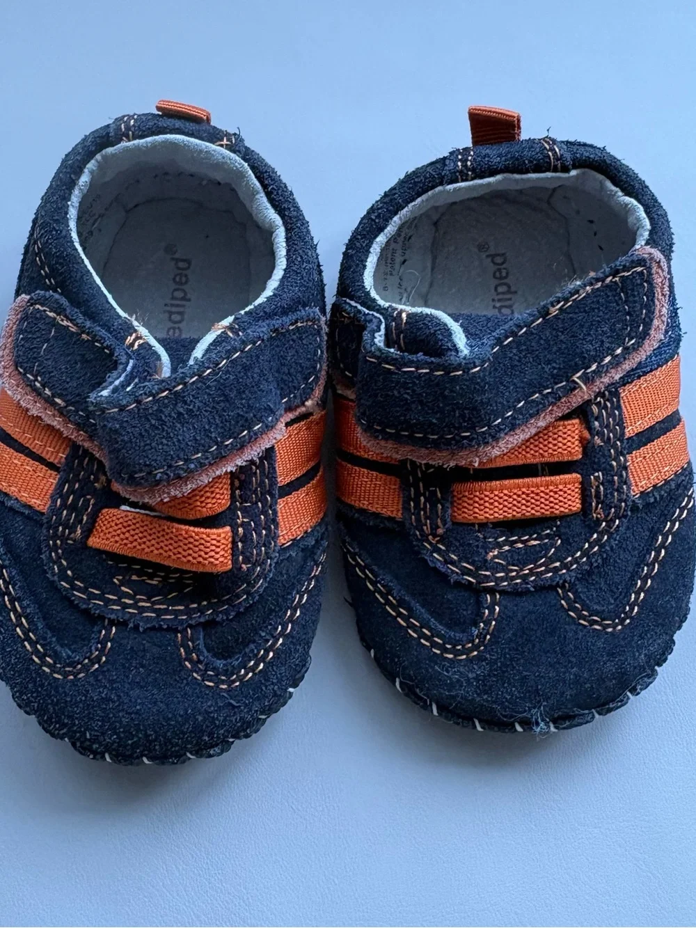 Boys Pediped Navy Blue Leather Sneakers 6-12 months